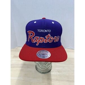 Toronto Raptors Mitchell & Ness Vintage Script SnapBack Hat Hardwood Classics
